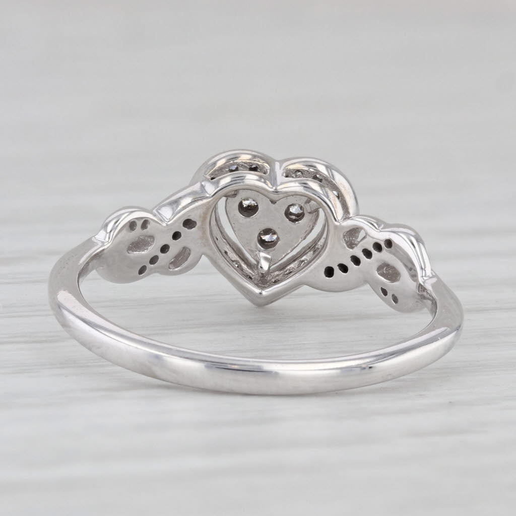 Light Gray 0.20ctw Diamond Heart Halo Promise Engagement Ring 10k White Gold Size 7