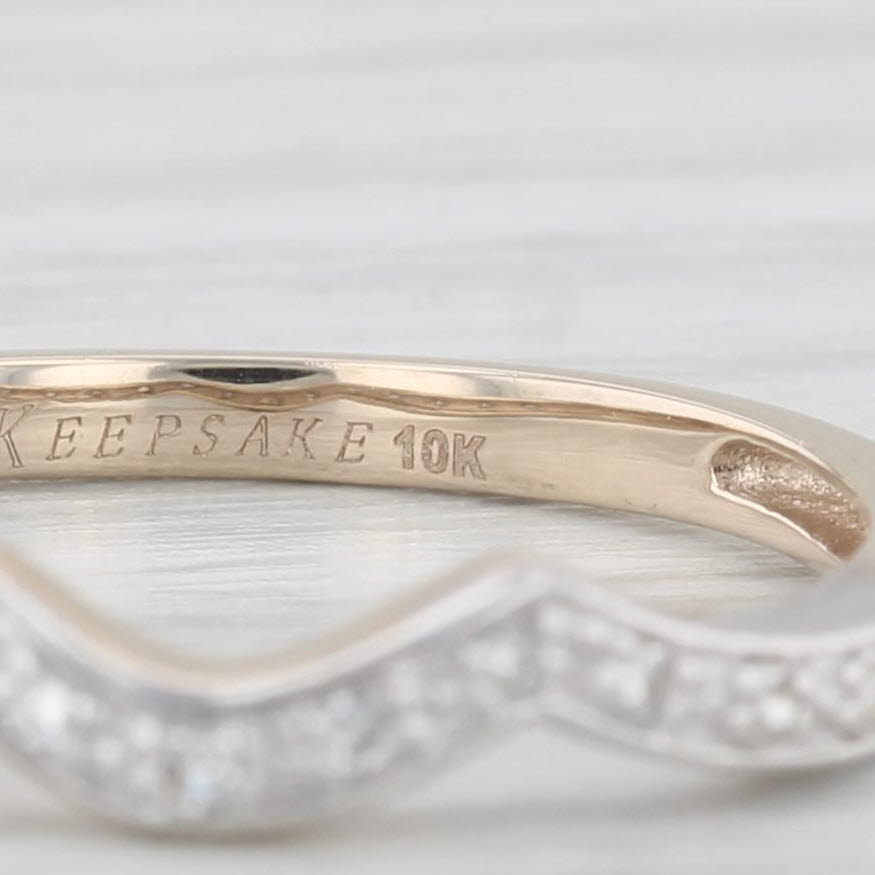 Light Gray Contoured Diamond Wedding Band 10k Yellow Gold Size 7 Guard Stackable