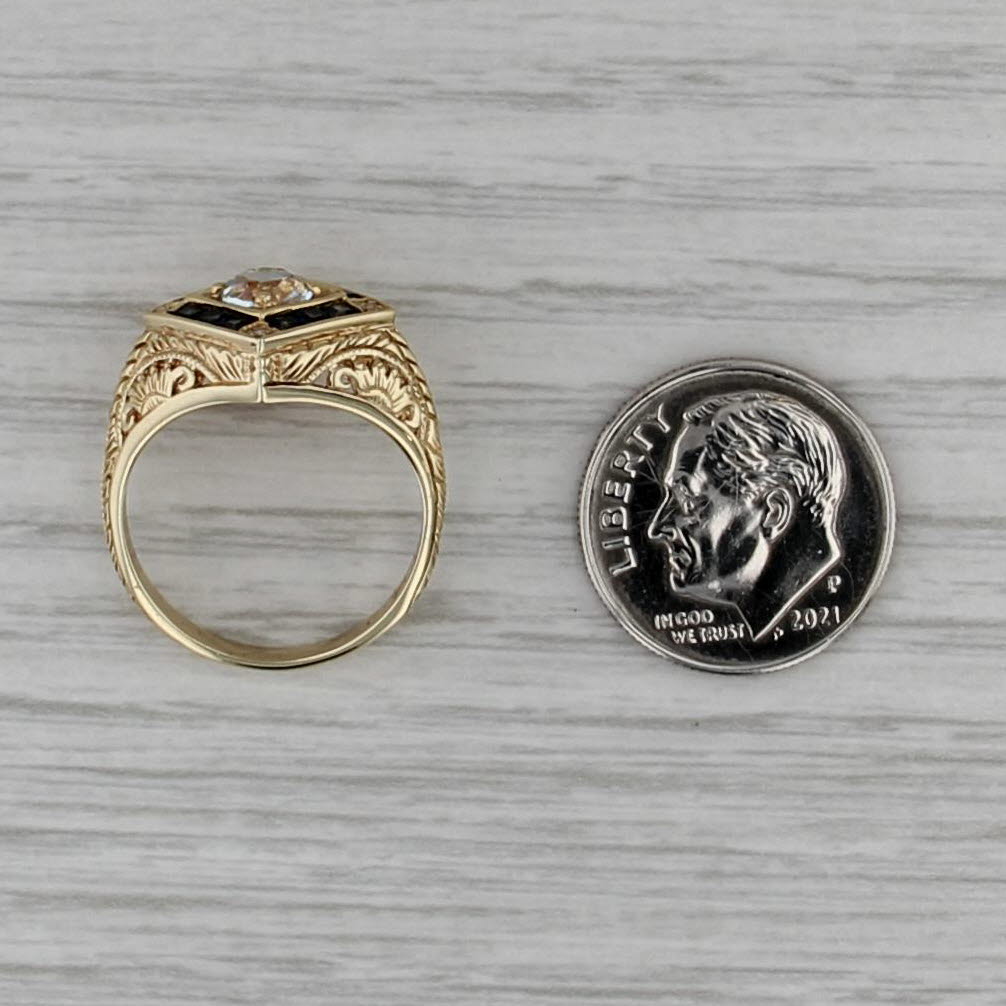 0.87ctw Aquamarine Sapphire Halo Ring 14k Yellow Gold Ornate Floral Band Size 6