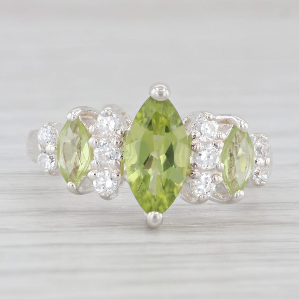 Light Gray 1.93ctw Marquise Peridot Cubic Zirconia Ring Sterling Silver Size 6