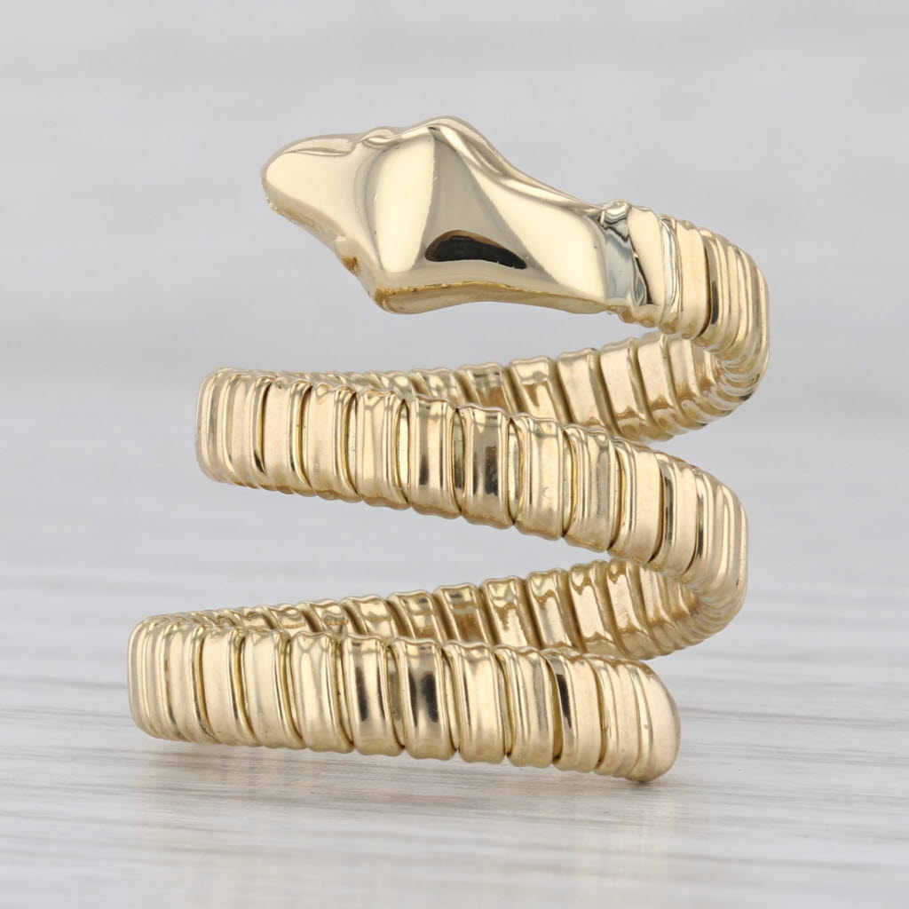 Flexible Coiled Snake Ring 18k Yellow Gold Size 5.5 Adjustable Vieri Gioielli