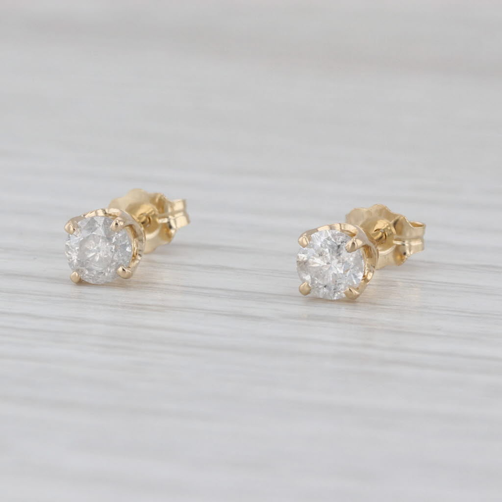 0.62ctw Diamond Stud Earrings 14k Yellow Gold Round Solitaire Studs