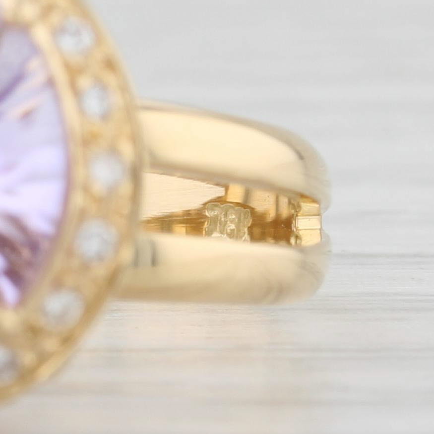 Light Gray 6.56ctw Round Amethyst Diamond Halo Ring 18k Yellow Gold Size 6.5 Cocktail