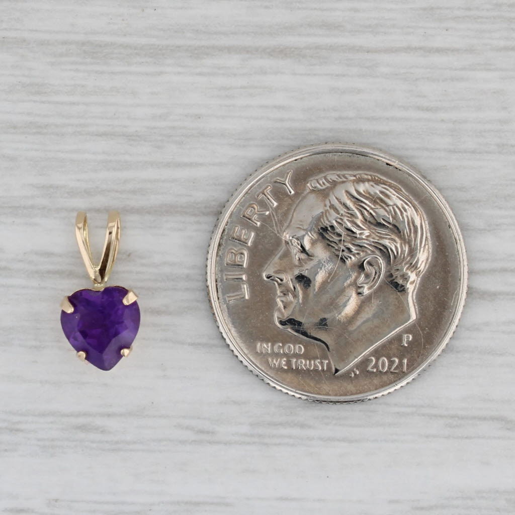 Gray 0.50ct Amethyst Heart Pendant 14k Yellow Gold Small Drop