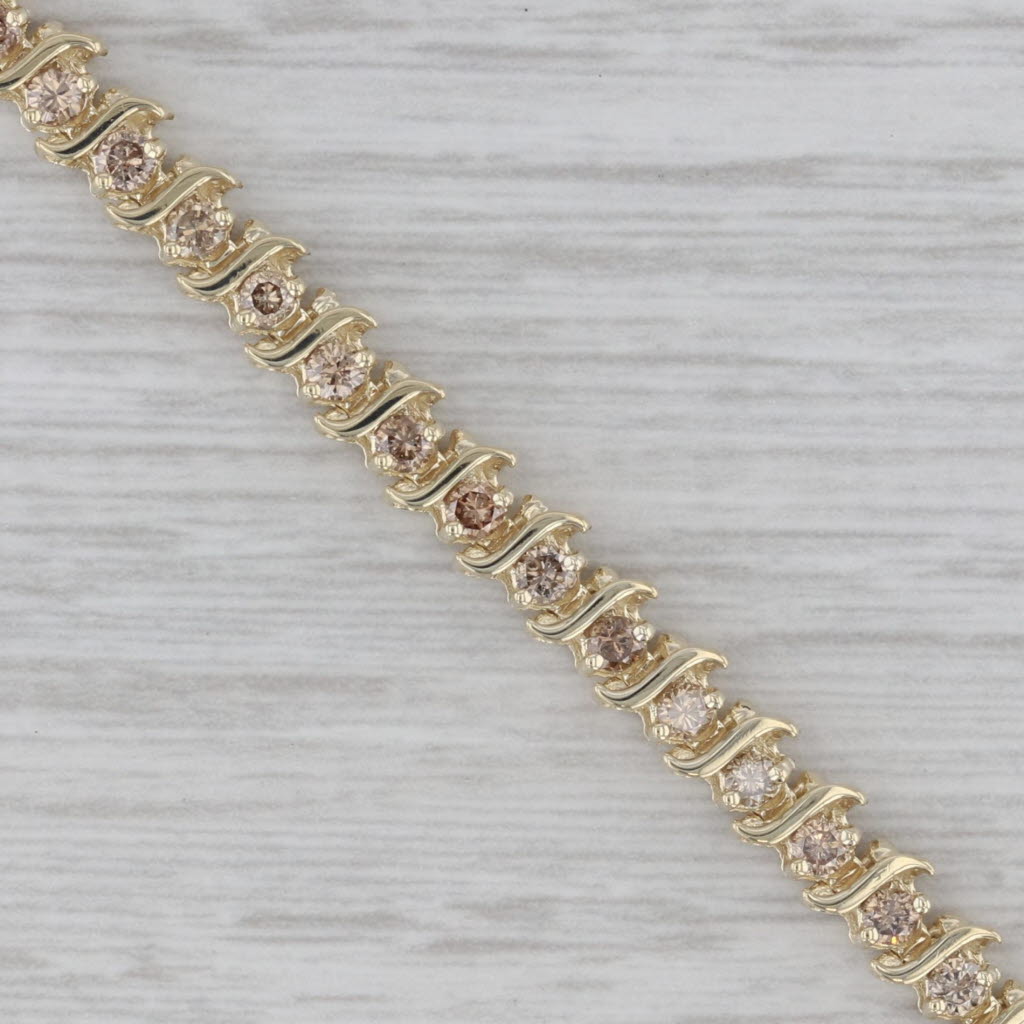 Gray 1.80ctw Champagne Diamond 10k Yellow Gold 7" Tennis Bracelet