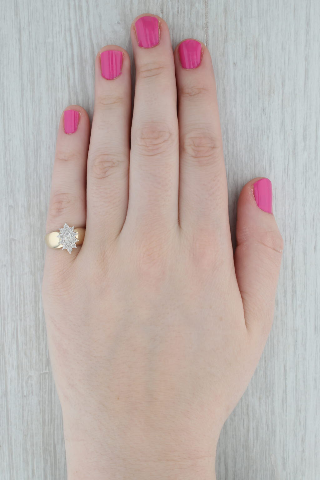Gray Diamond Cluster Ring 10k Yellow Gold Size 5.75