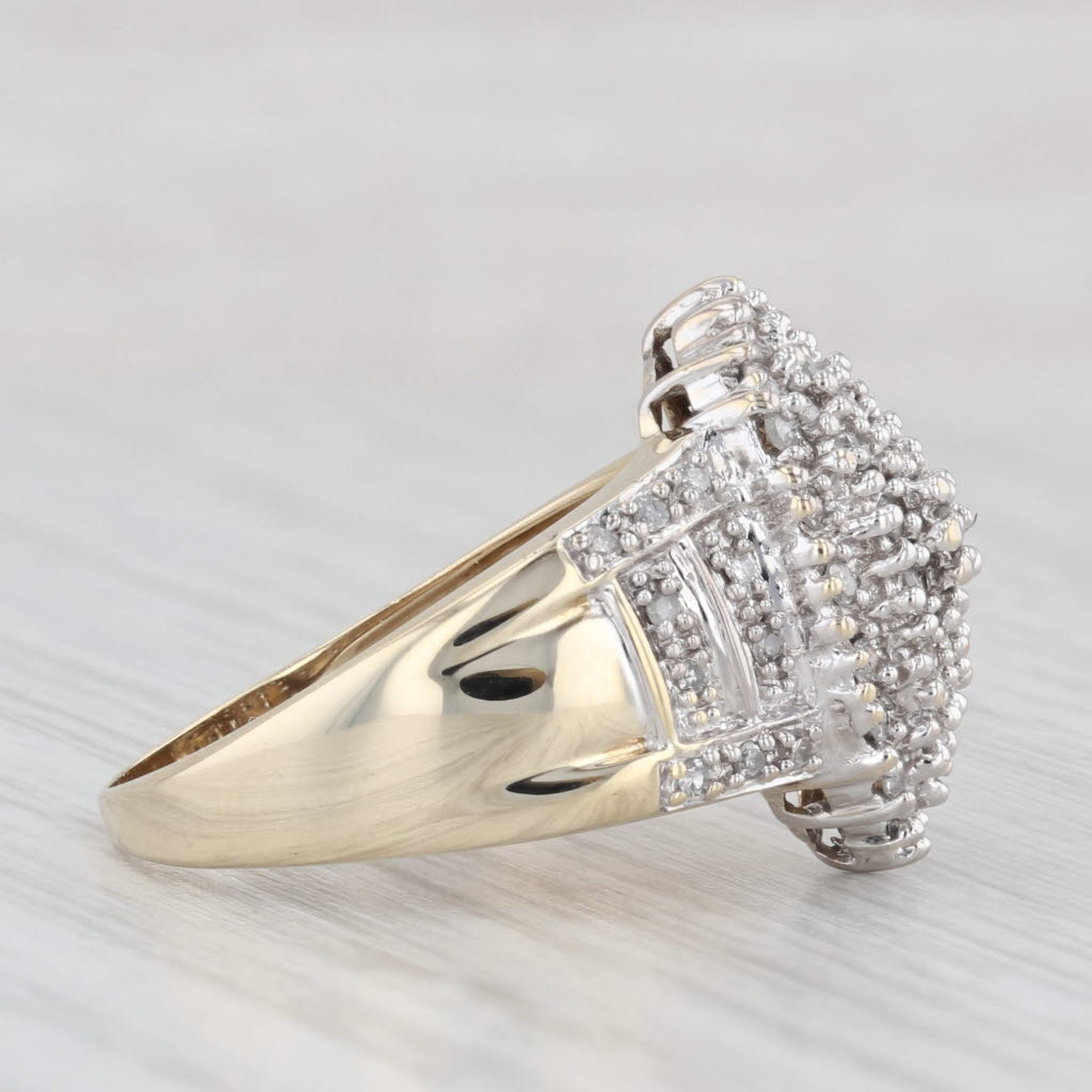 Light Gray 0.50ctw Diamond Cluster Ring 10k Yellow Gold Size 7.75 Cocktail