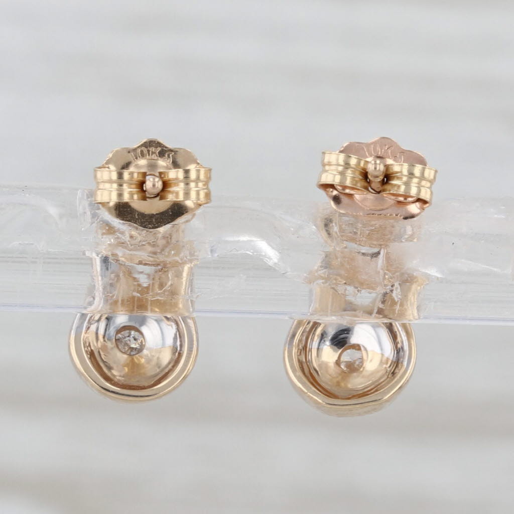 Diamond Solitaire Drop Stud Earrings 10k Yellow Gold Studs