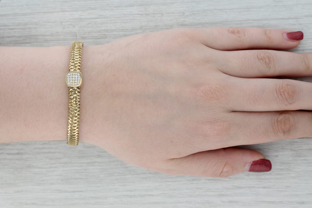 Dark Gray Roberto Coin Primavera 0.24ctw Diamond Bracelet 18k Gold Strechable Mesh Band