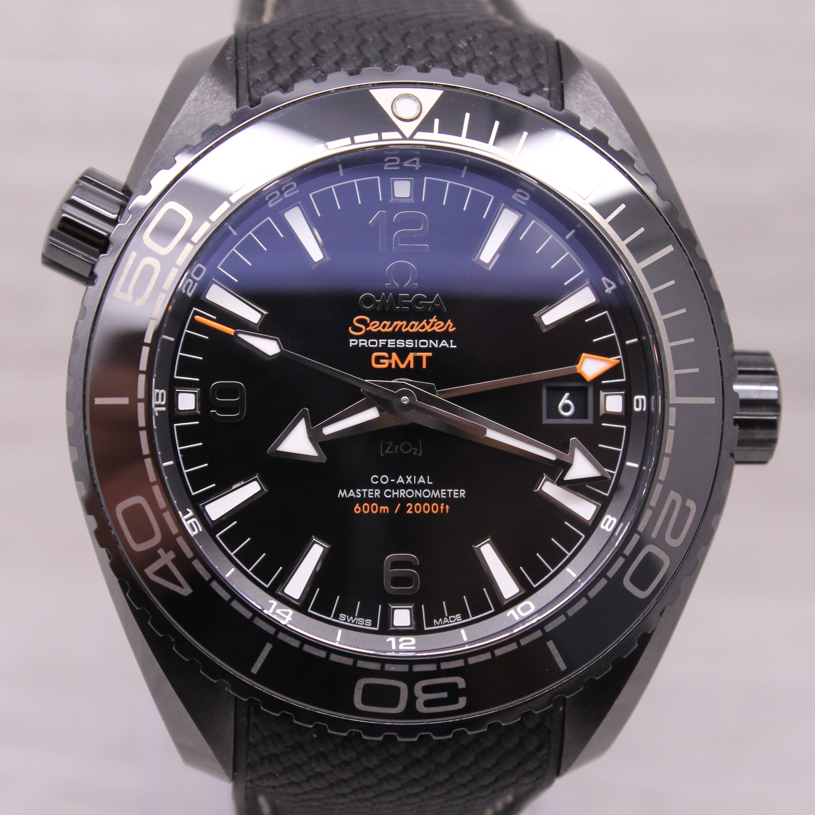 Thistle Omega seamaster GMT Planet Ocean Deep Black Mens 45mm Automatic Watch SERVICED