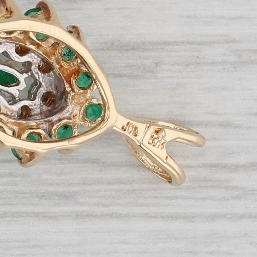 Gray 0.67ctw Emerald Diamond Pendant 10k Yellow Gold Marquise Drop