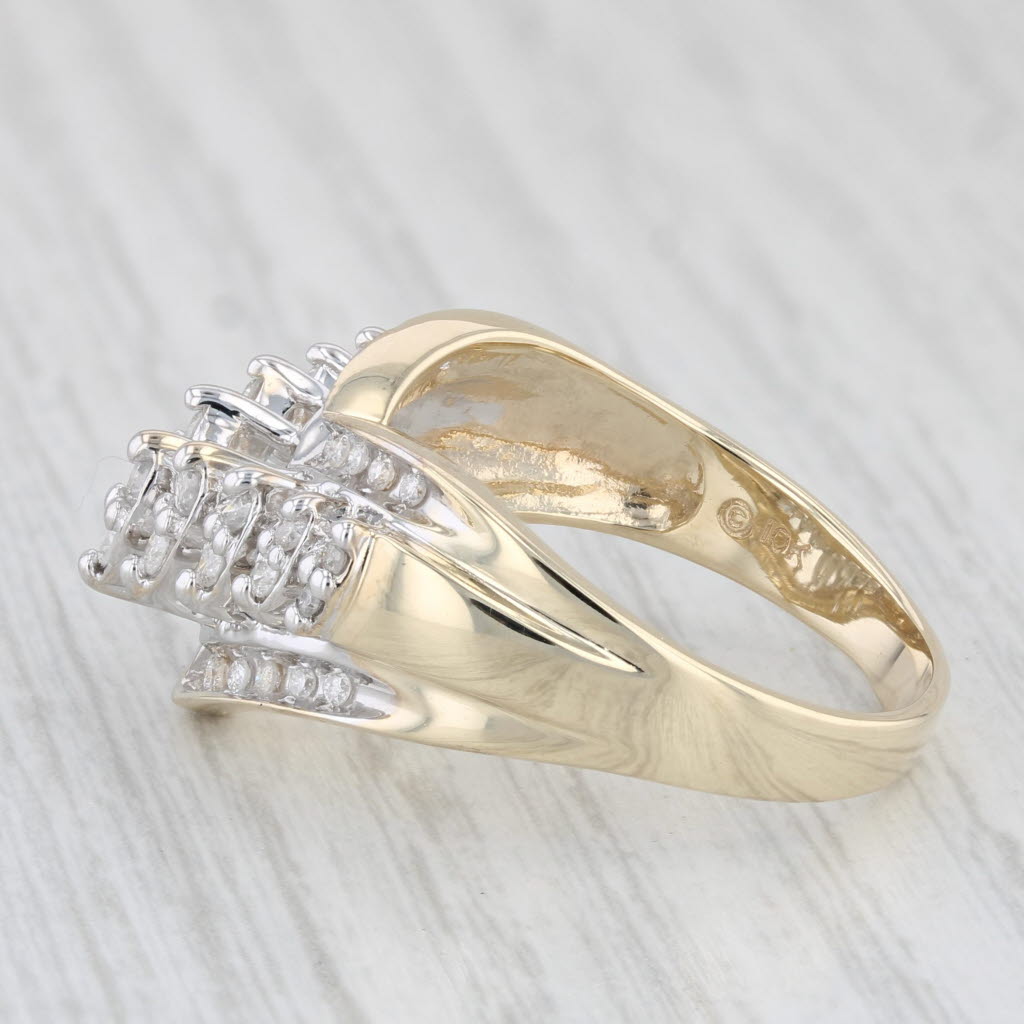 Light Gray 0.24ctw Diamond Contoured Tiered Ring 10k Yellow Gold Size 10.5 Cocktail