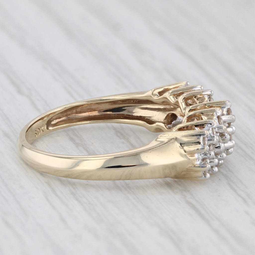 Light Gray 0.40ctw Diamond Cluster Ring 10k Yellow Gold Size 7.25 Stackable Wedding Band