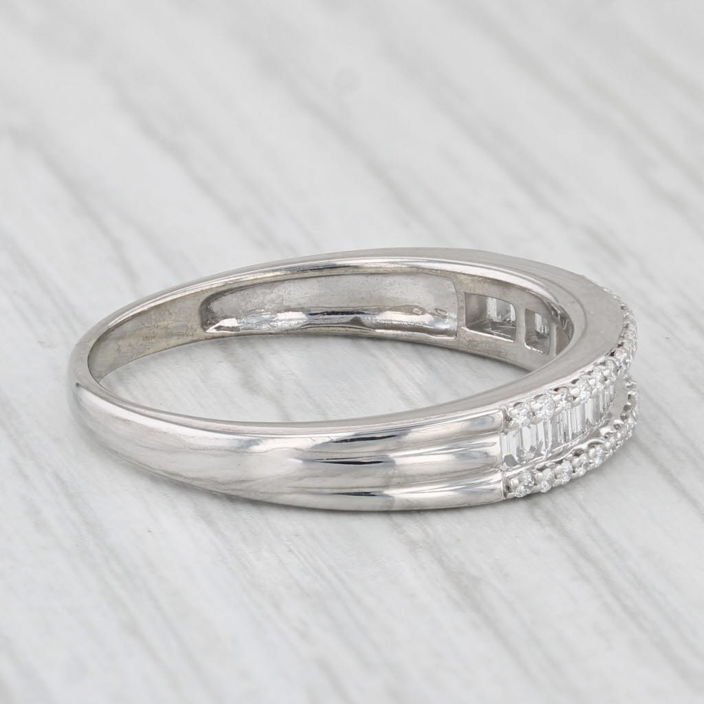 Light Gray 0.42ctw Diamond Wedding Band 10k White Gold Size 8.5 Stackable Anniversary Ring