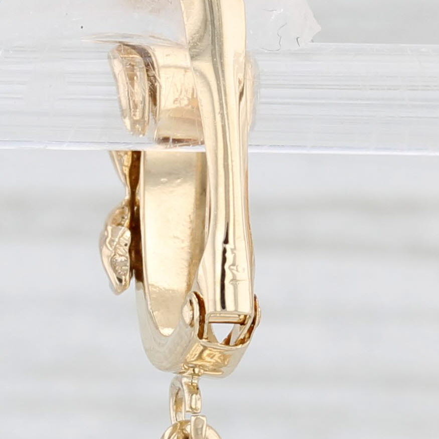 Light Gray Cultured Pearl Diamond Drop Earrings 14k Yellow Gold Snap Top