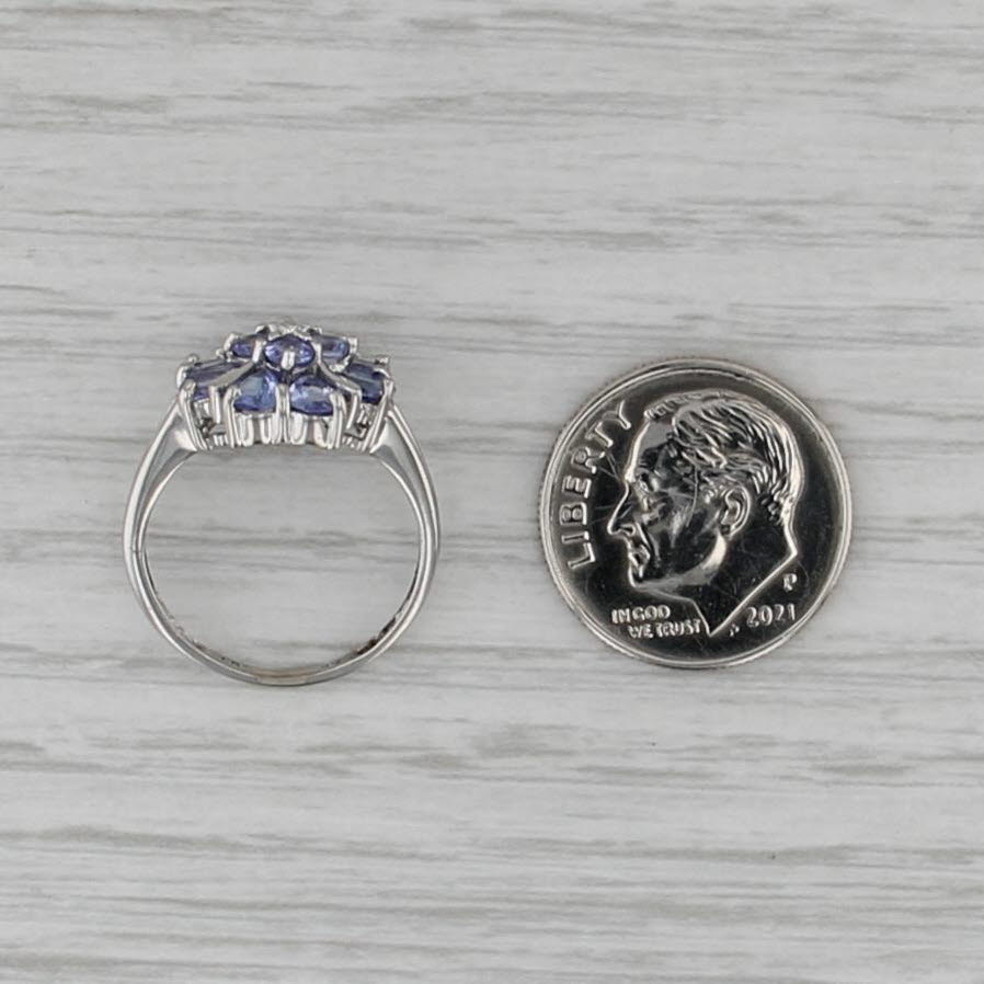 1.42ctw Tanzanite Flower Ring 14k White Gold Size 4.25