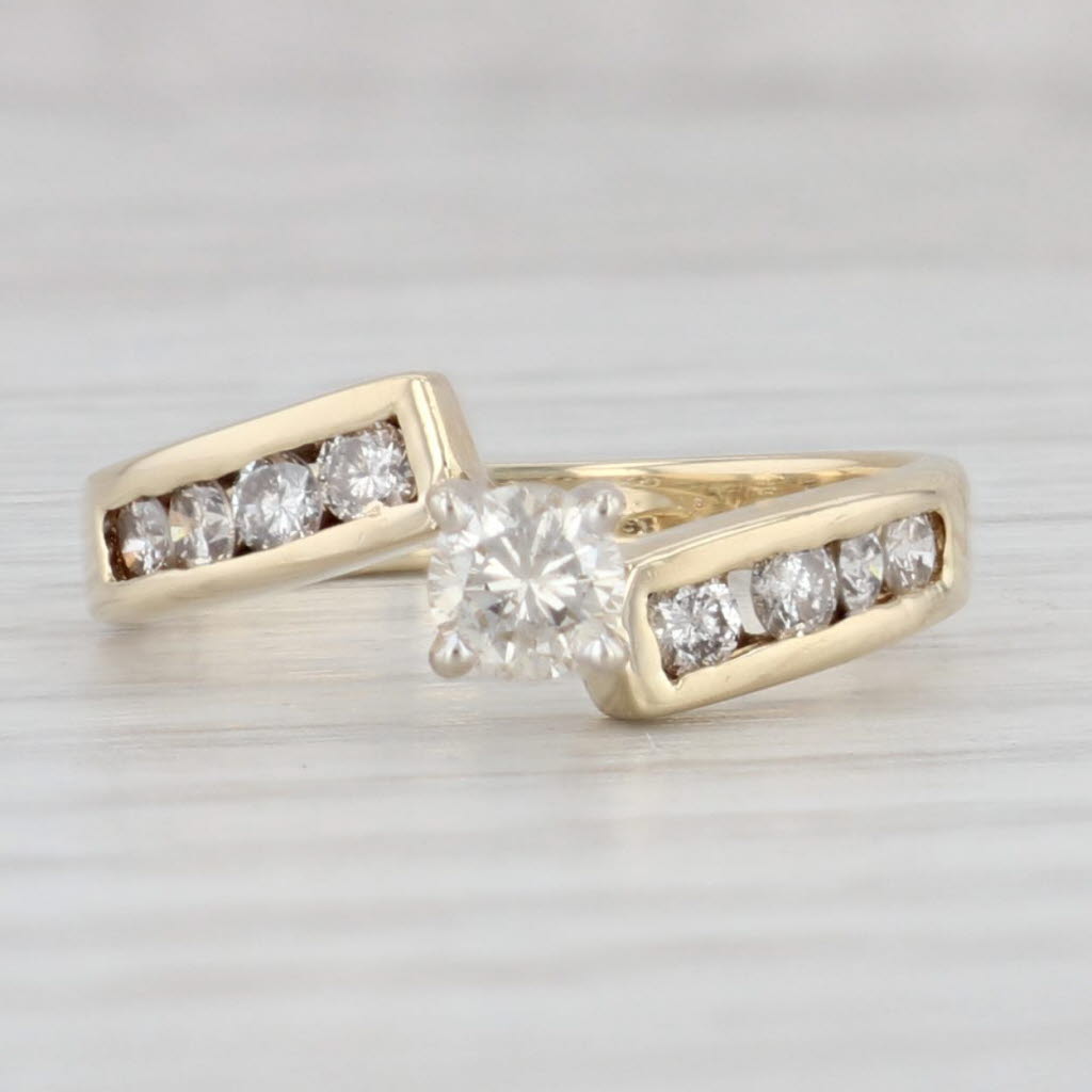 Light Gray 0.55ctw Round Diamond Bypass Engagement Ring 14k Yellow Gold Size 6