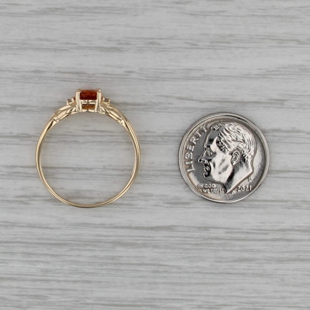 0.98ctw Orange Spessartine Garnet Diamond Ring 14k Yellow Gold Size 8.25