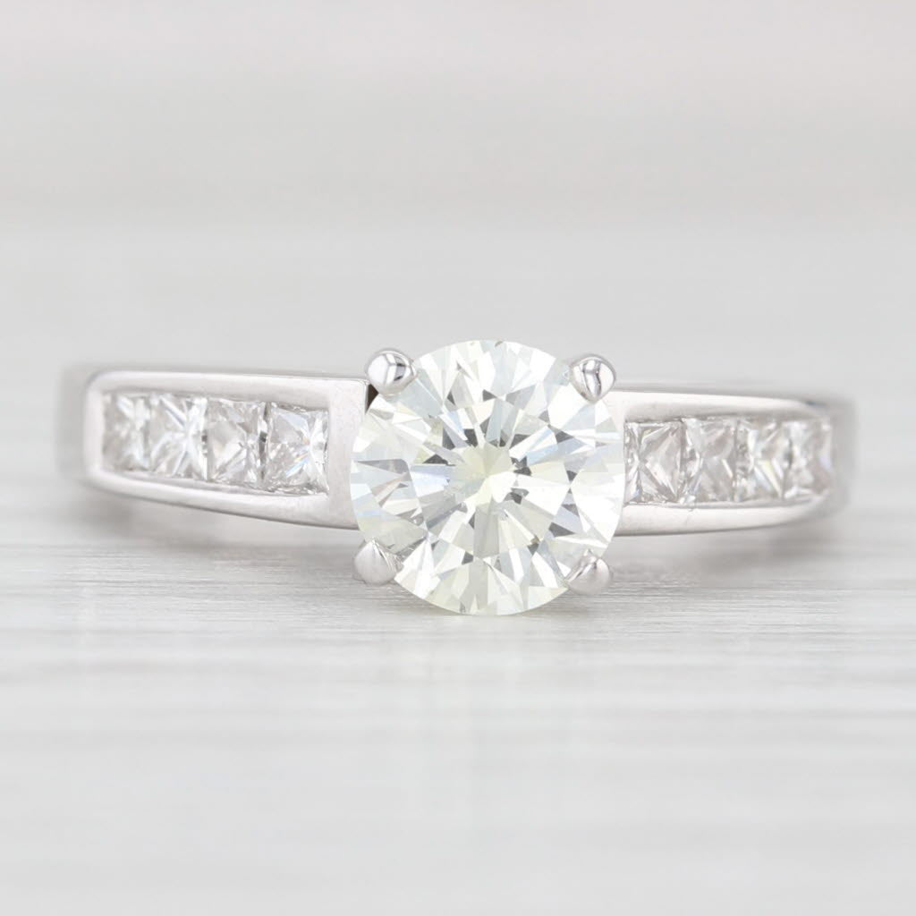 Light Gray 1.69ctw Round Diamond Engagement Ring 14k White Gold Size 5.5 Cathedral Band