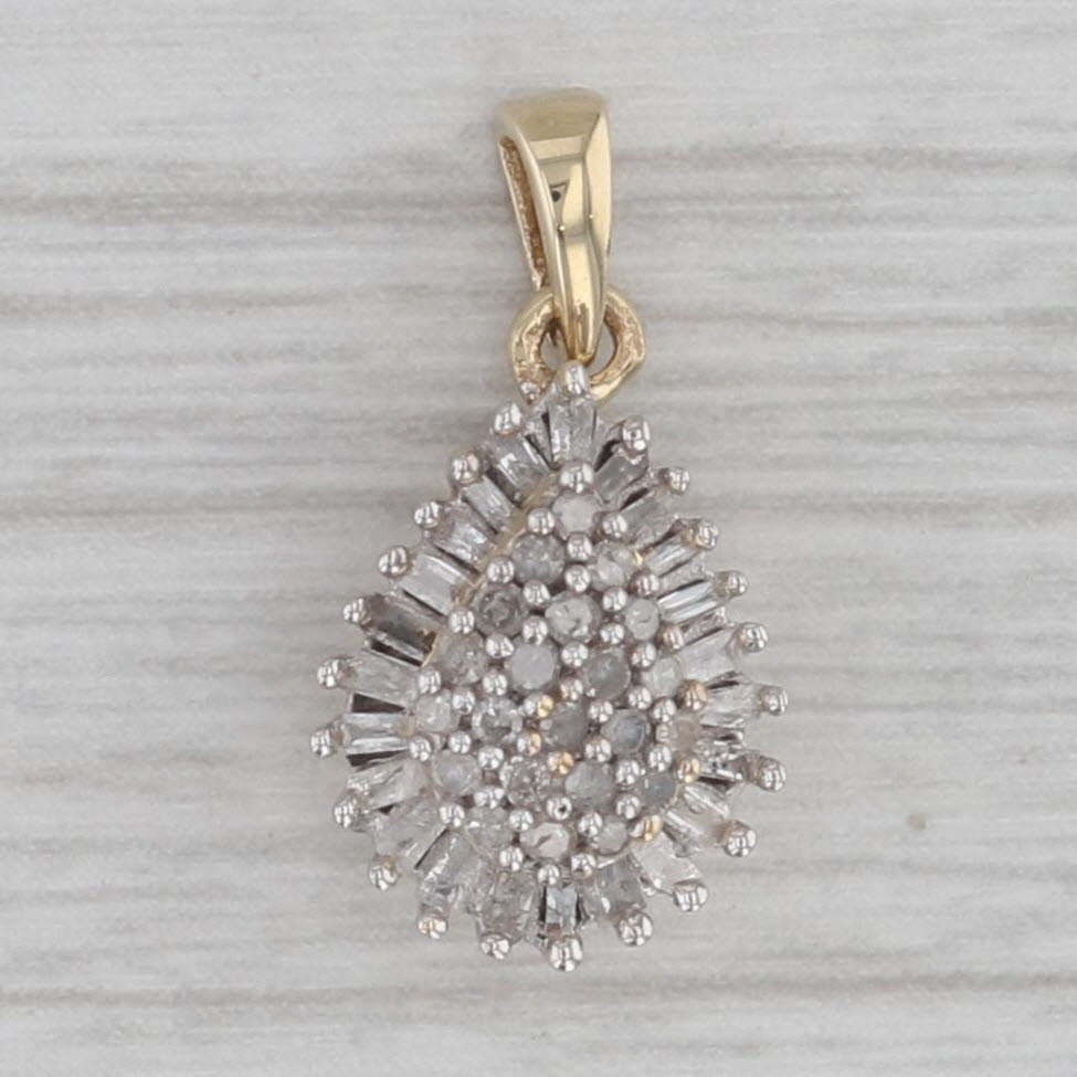 Gray 0.20ctw Diamond Cluster Pendant 10k Yellow Gold