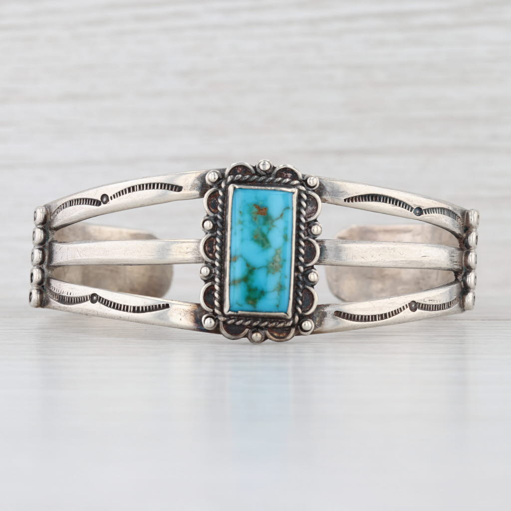 Vintage Native American Cuff Bracelet Stamped Sterling Silver 6.5"