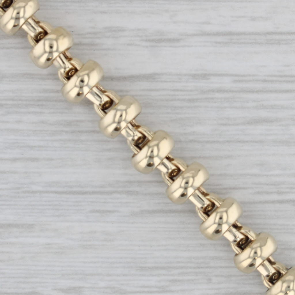 Gray Bead Chain Bracelet 14k Yellow Gold 7.5" 6.7mm
