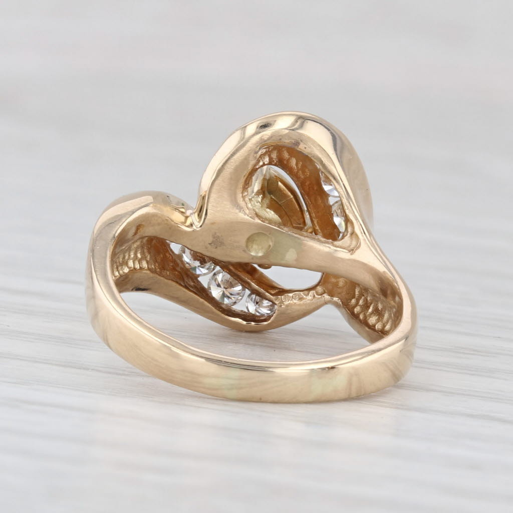 Green Beryl 0.40ctw Diamond Bypass Ring 14k Yellow Gold Size 7.5