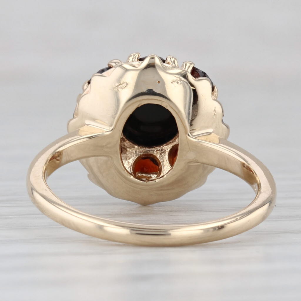 Gray Vintage Onyx 1ctw Garnet Halo Ring 14k Yellow Gold Size 6.25