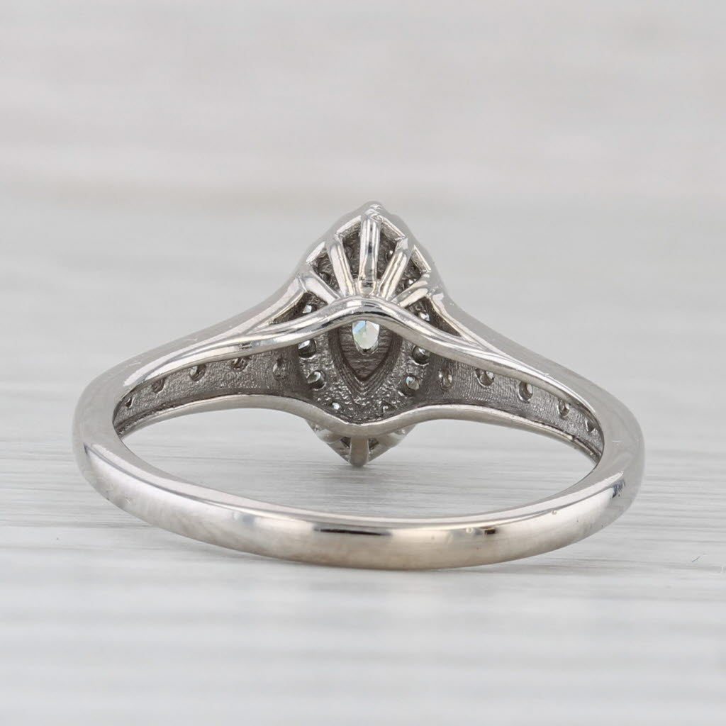 Light Gray 0.33ctw Diamond Marquise Halo Engagement Ring 14k White Gold Size 7