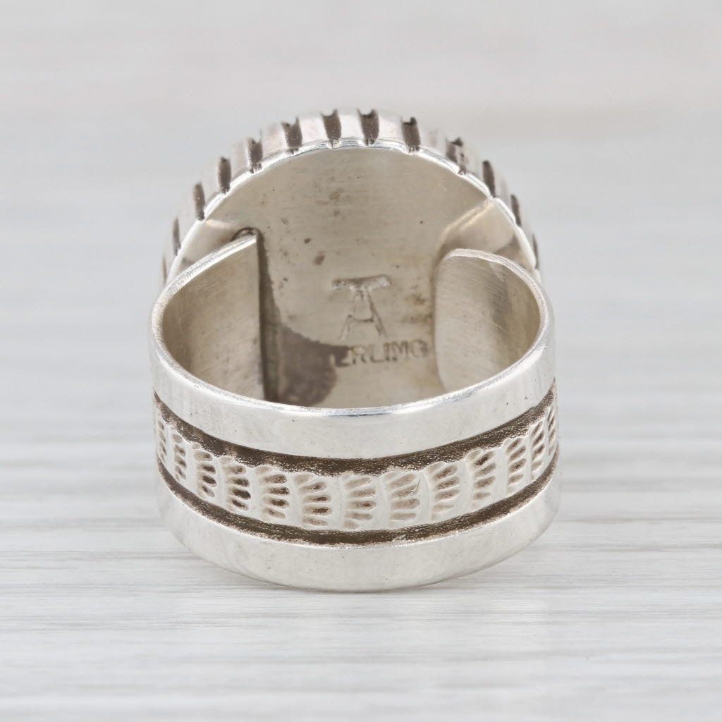 Vintage Native American Resin Ring Sterling Silver Imitation Turquoise Kewa Sz 8