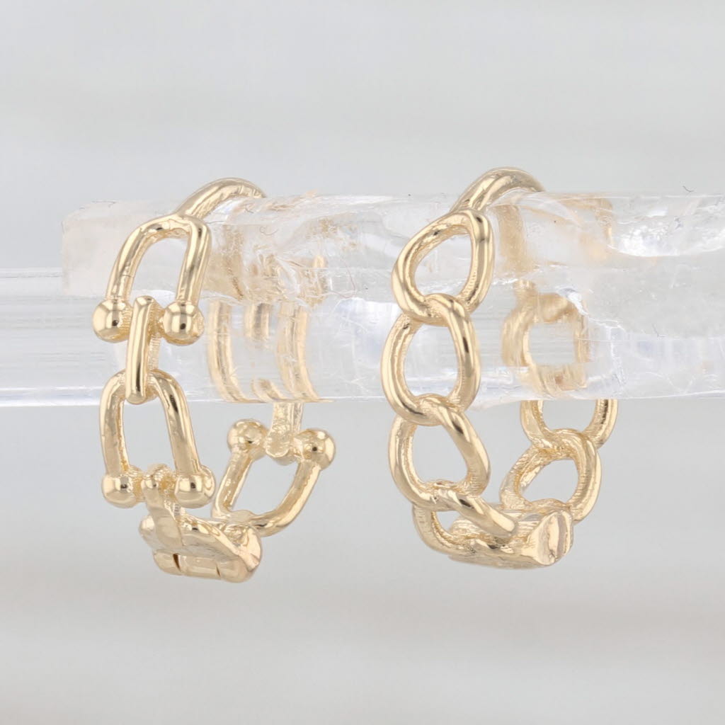 Small Horse Bit Hoop Earrings 18k Yellow Gold Round Hoops