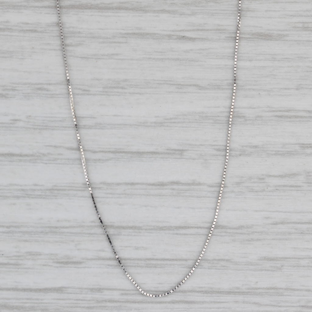 Gray Box Chain Necklace 14k White Gold 18" 0.5mm
