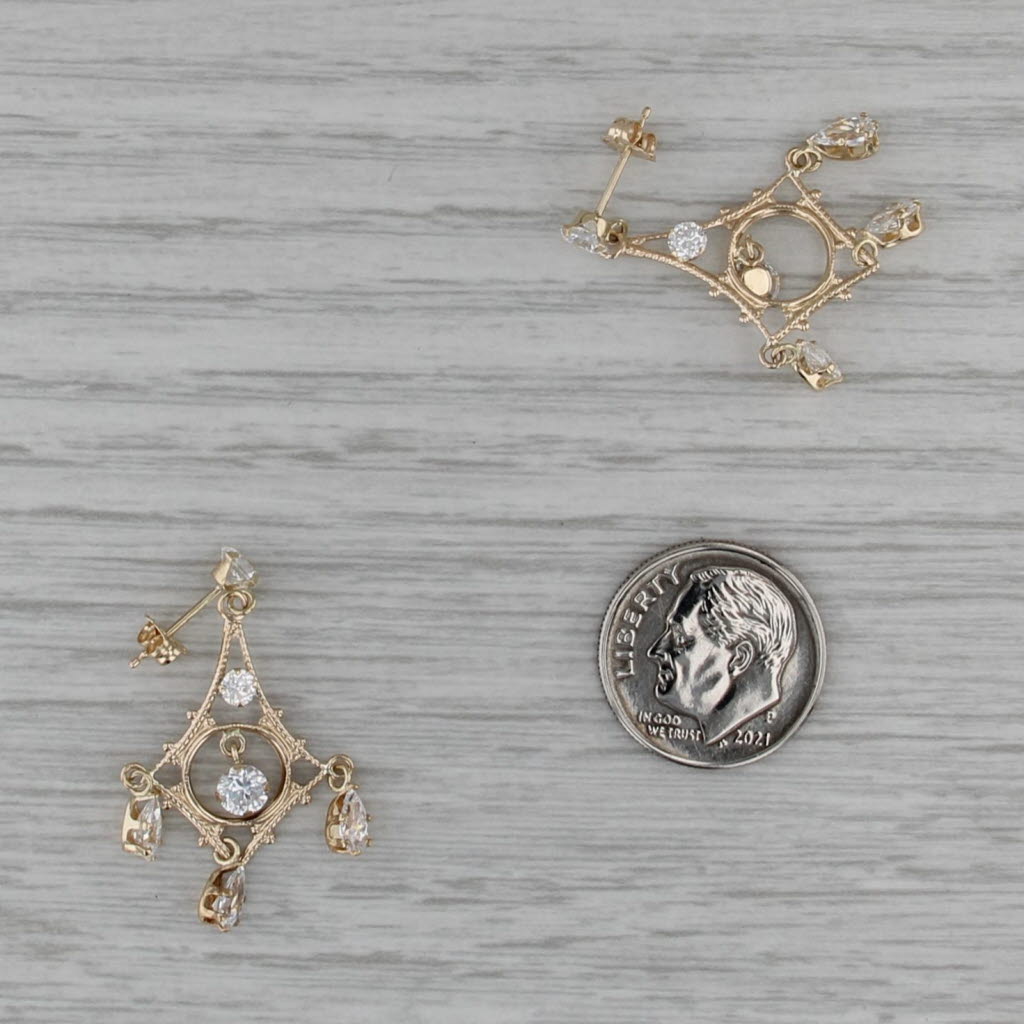 2.48ctw Cubic Zirconia Chandeliere Dangle Earrings 14k Yellow Gold Drops