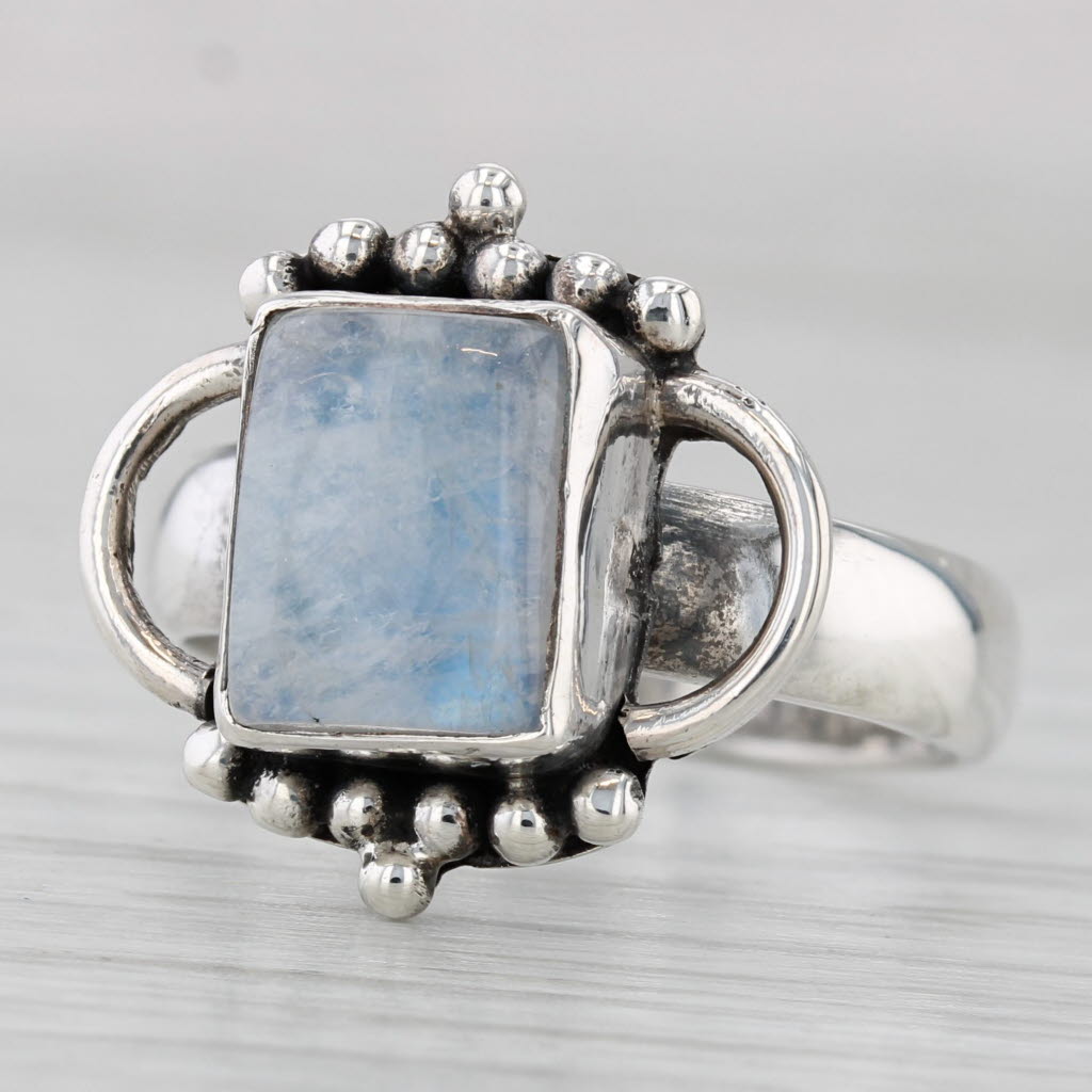 Gray Labradorite Moonstone Ring Sterling Silver Size 8.75