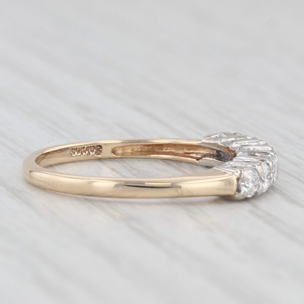 Light Gray Vintage 0.45ctw Diamond Wedding Band Stackable Anniversary Ring 14k Yellow Gold
