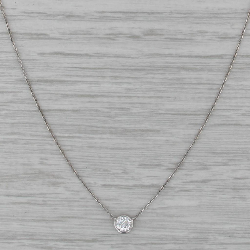 0.21ct Small IGI Diamond Solitaire Pendant Necklace 18k White Gold 16.5"