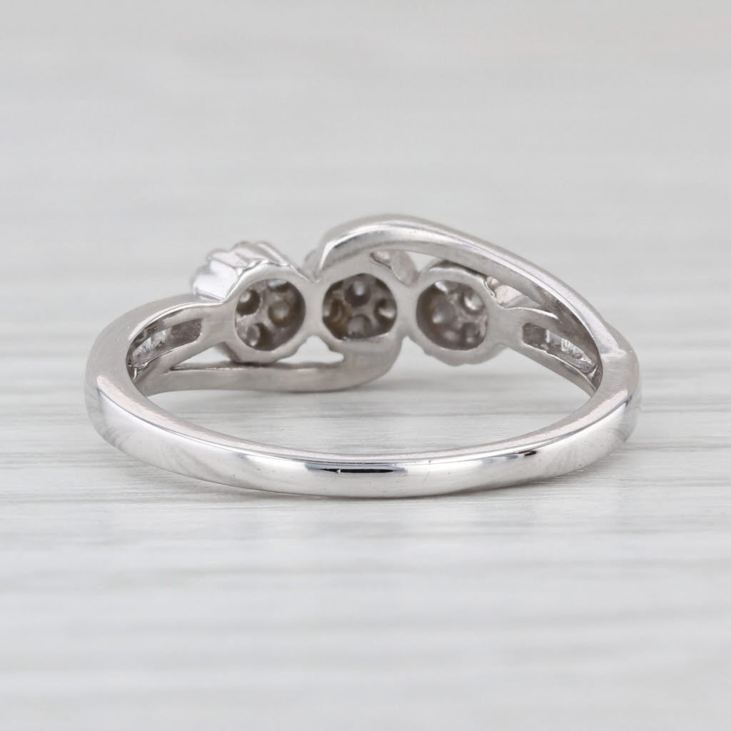 0.37ctw Diamond Cluster Ring 10k White Gold Stackable Size 6.25