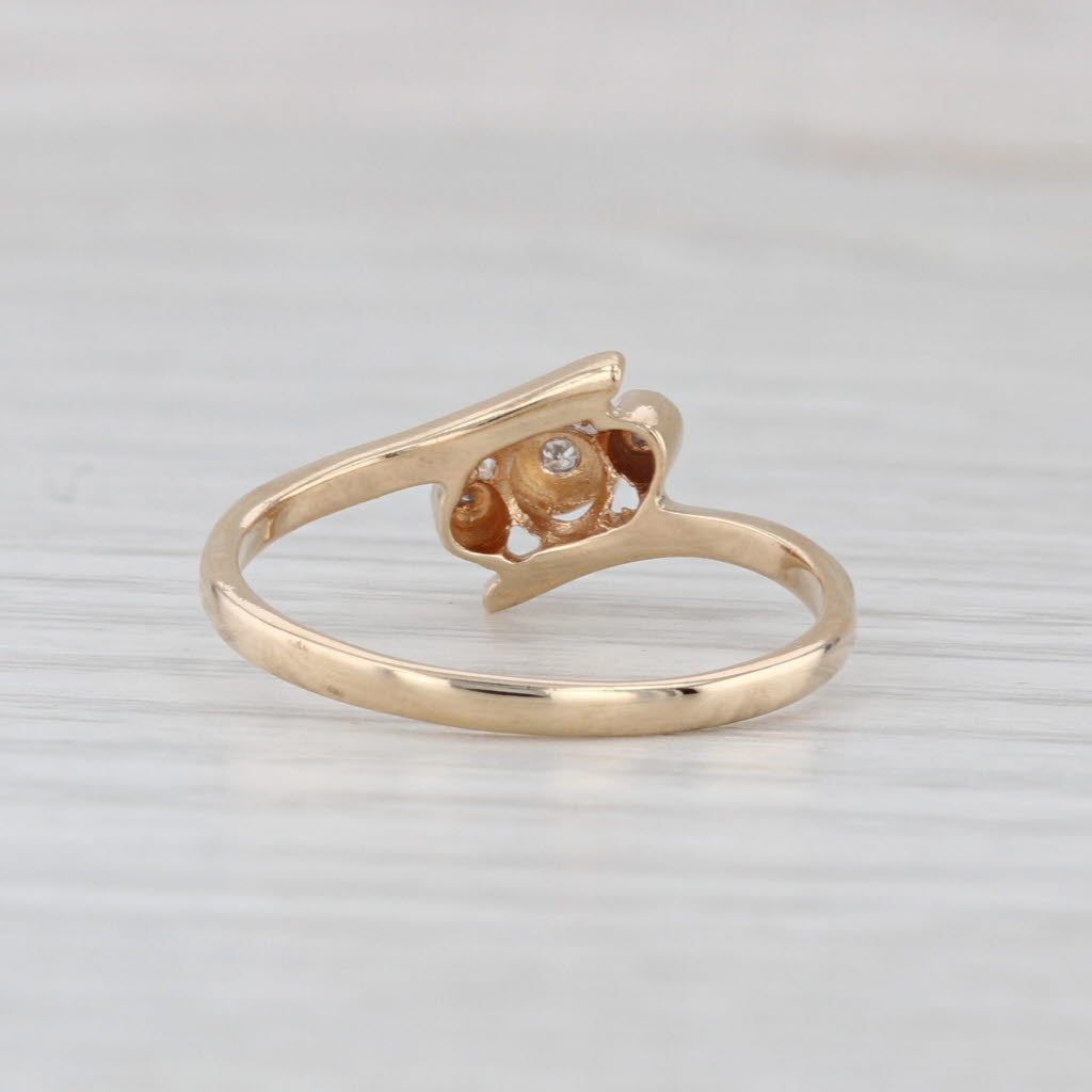 Diamond 3-Stone Bypass Ring 10k Yellow Gold Size 6.75