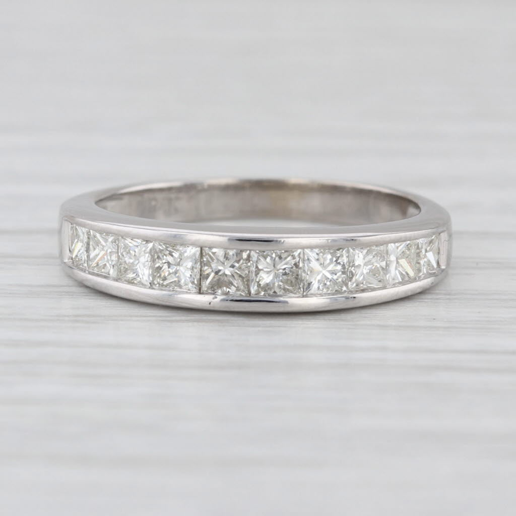 1ctw Princess Channel Set Wedding Band 14k White Gold Anniversary Ring Size 7.25