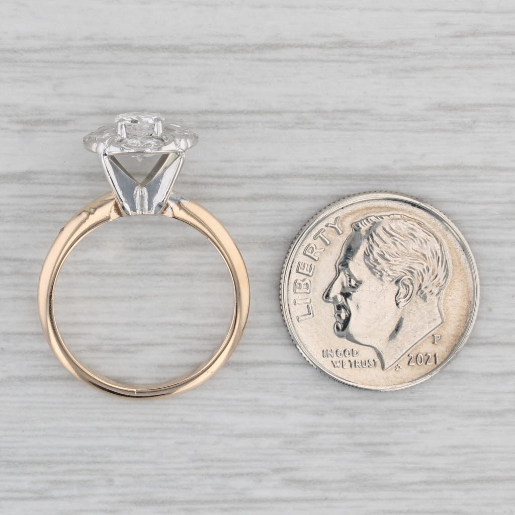 Gray Vintage 0.96ctw Diamond Engagement Ring 14k Gold Size 5 Round Brilliant Cluster