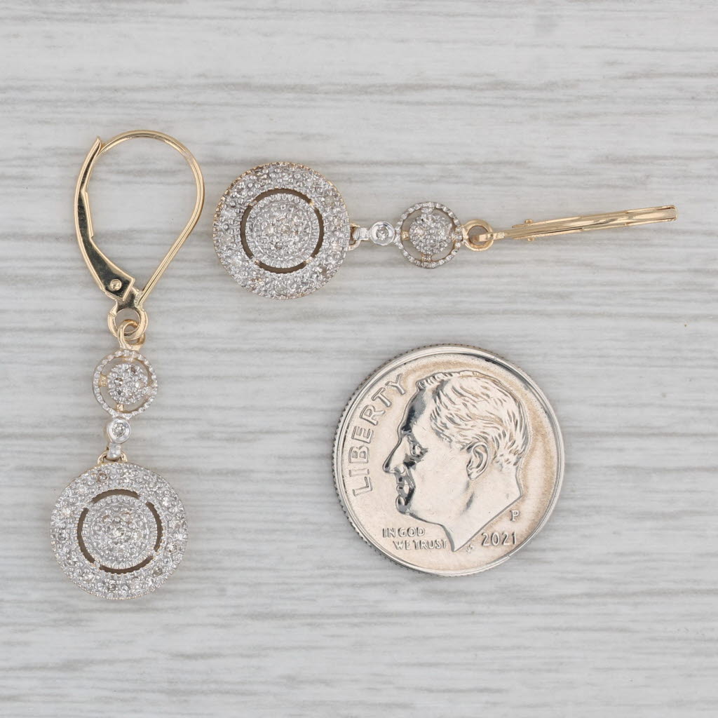 Gray 0.20ctw Diamond Circle Dangle Earrings 14k Gold Drops