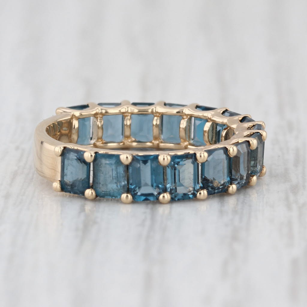 3.40ctw Blue Topaz Ring 14k Yellow Gold Size 6.25 Stackable Band Anniversary