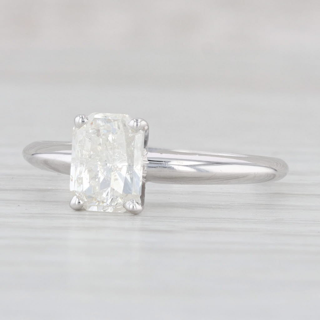 Light Gray 1.33ct Rectangle Brilliant Solitaire Engagement Ring 14k White Gold Size 8.25