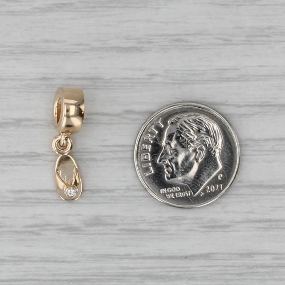 Authentic Pandora Diamond Flip Flop Dangle Charm 14k Yellow Gold 750433D