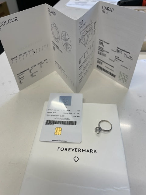 Dark Gray Forevermark 1.30ct VVS1 Round Solitaire Diamond Engagement Ring 14k White Gold