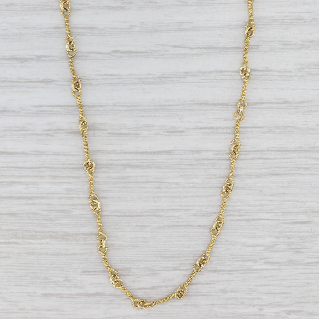 Bar Chain Necklace 18k Yellow Gold 18" 2mm Textured Links