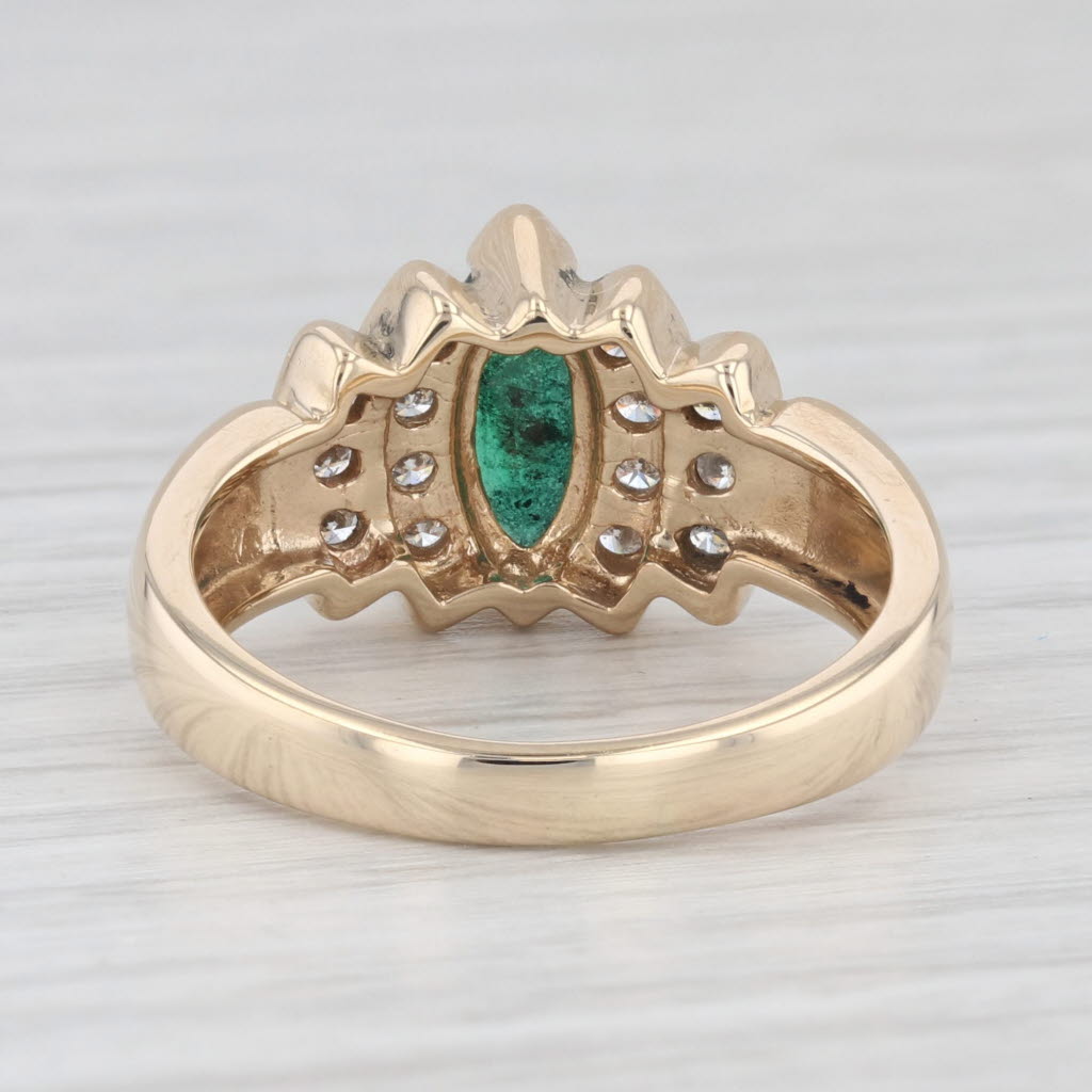 Light Gray 1.07ctw Marquise Emerald Diamond Ring 14k Yellow Gold Size 7.75