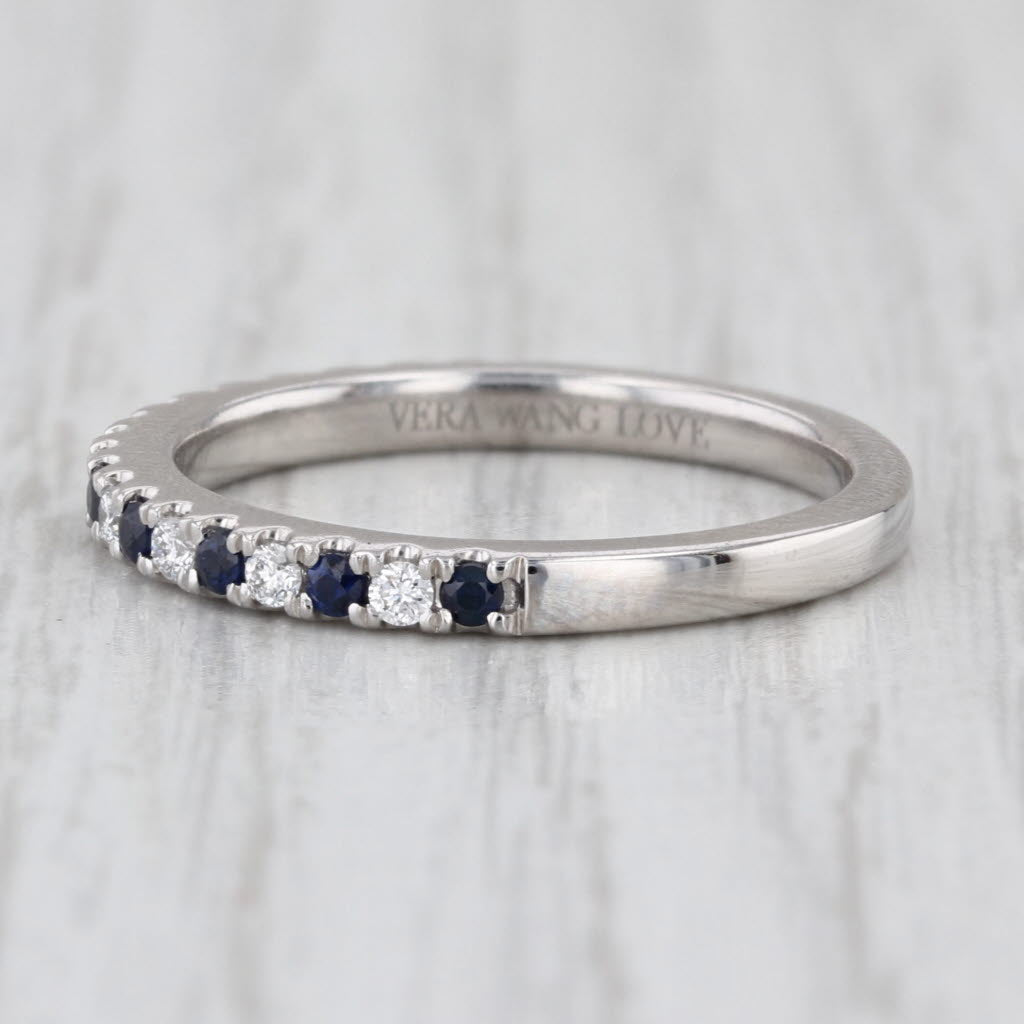 Vera Wang Love 0.34ctw Sapphire Diamond Band 14k Gold Stackable Wedding Ring