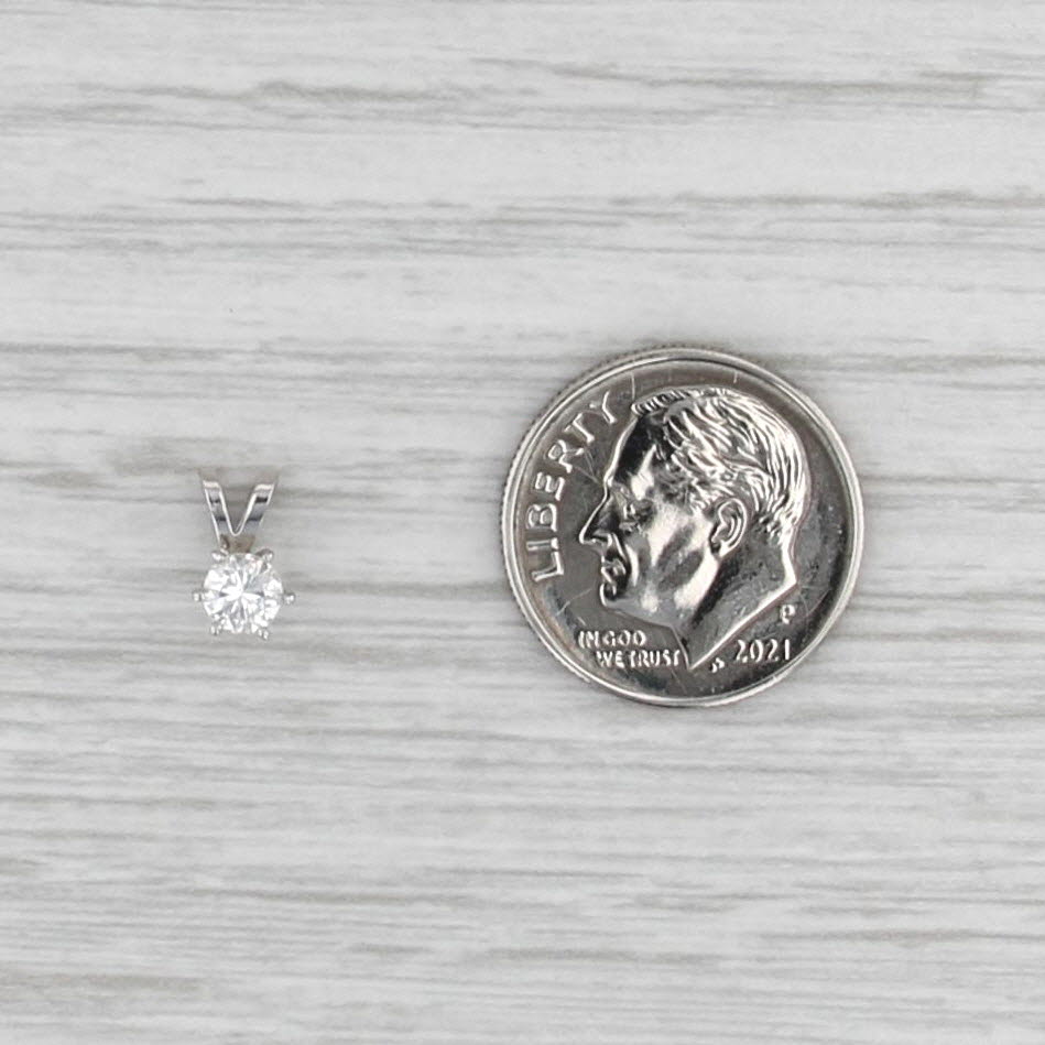 New 0.25ct Diamond Solitaire Pendant 14k White Gold 6 Prong Small Round Drop
