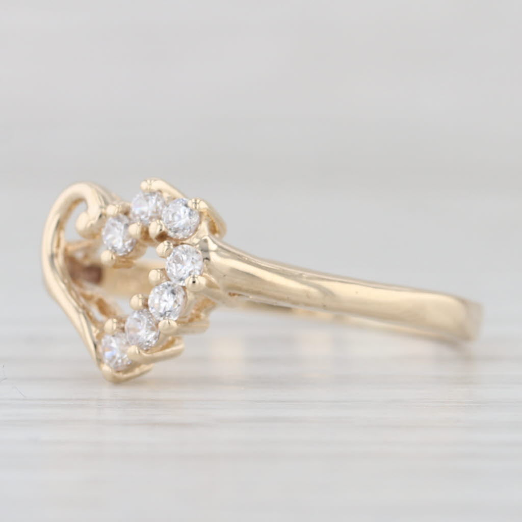 Cubic Zirconia Open Heart Ring 10k Yellow Gold Size 6.75